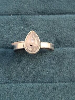 Sterling Silver Rutilated Quartz Ring 925 Teardrop Gemstone Boho Size 7 NWT